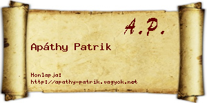 Apáthy Patrik névjegykártya