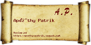 Apáthy Patrik névjegykártya